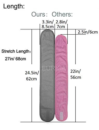 EUICAE Hair Wrap Headband, 6 Pack Non-slip Stretchable Washable Makeup Headband for Face Wash Facial Treatment Sport Fits All, Thicker Soft Terry Cloth Absorbs Liquid Quickly, Gray