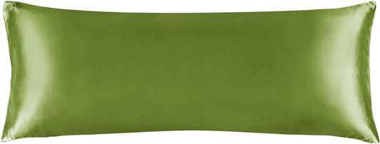 BEDELITE Satin Body Pillow Cover, Super Soft and Cooling Body Pillow Pillowcase for Hair and Skin, Breathable Silky Full Long Pillowcase Cover(20"x54", Cedar Green)