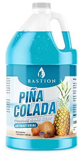Bastion Foaming Antibacterial Hand Soap Refill – Pina Colada Scent, 1 Gallon (128 oz) – Bulk Moisturizing Hand Wash for Home, Office, Kitchen, Bathroom – Kills Germs, Softens Hands