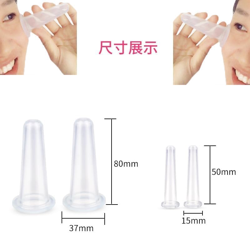 4Pcs Mini Massage Cupping Set Silicone Facial Cups Face Massager Helper Skin Care Neck Back Eyes Massaging Cup Safe to Use, Don't Worry About Burns (Blue)