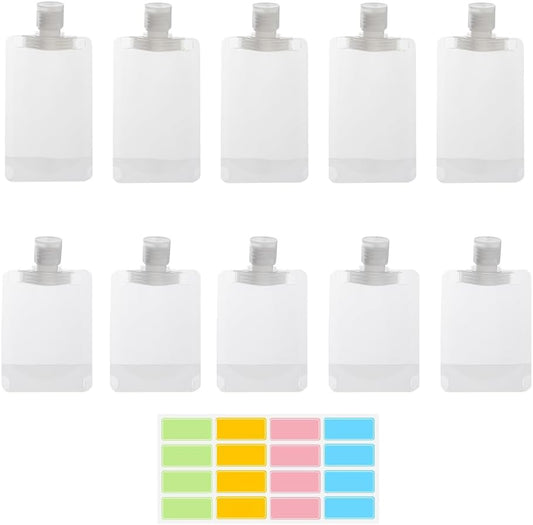 10pcs Travel Pouches for Toiletries, Leak Proof Travel Fluid Makeup Packing Bag, TSA Approved Squeeze Pouches Travel Liquid Container, Plastic Pouch for Lotion Shampoo Cream Hand Soap