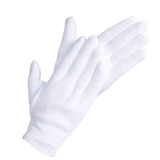 4 Pcs White Cotton Gloves | Cotton Gloves for Eczema, Dry Hands, Inspection, Coin Handling & Jewelry Inspection | Soft, Breathable, Machine Washable & Reusable