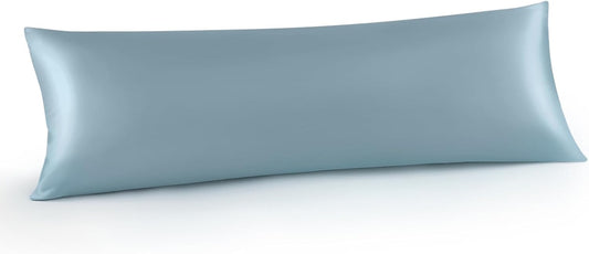 INFIIXSO Body Pillow Cover with Zipper, Luxury Mulberry Silk Body Pillow Case 20x54 Inches, Ultra Smooth and Soft Cooling Long Pillowcase, Gift for Women, Men(Airy Blue)