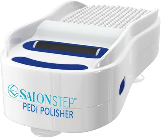 Pedi Polisher – Hands-Free Foot Exfoliator for Shower or Dry Use, Waterproof Smoother with 360 Spinning Buffer, Suction Base for Stability, at-Home Pedicure Tool