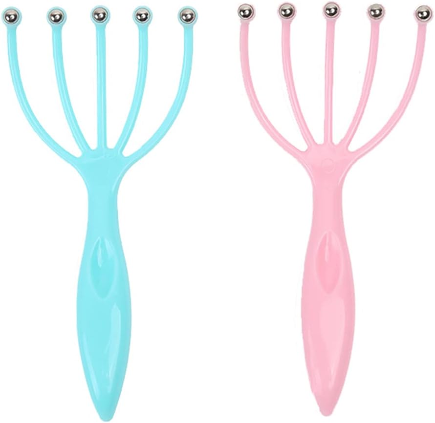 Ryoma Scalp Massager, Protable Hand Held SPA Head Massager for Deep Relaxation & Stress Reduction in The Office Home SPA Father's Day and Mother's Day Gifts Pink+Blue(2-Pack)
