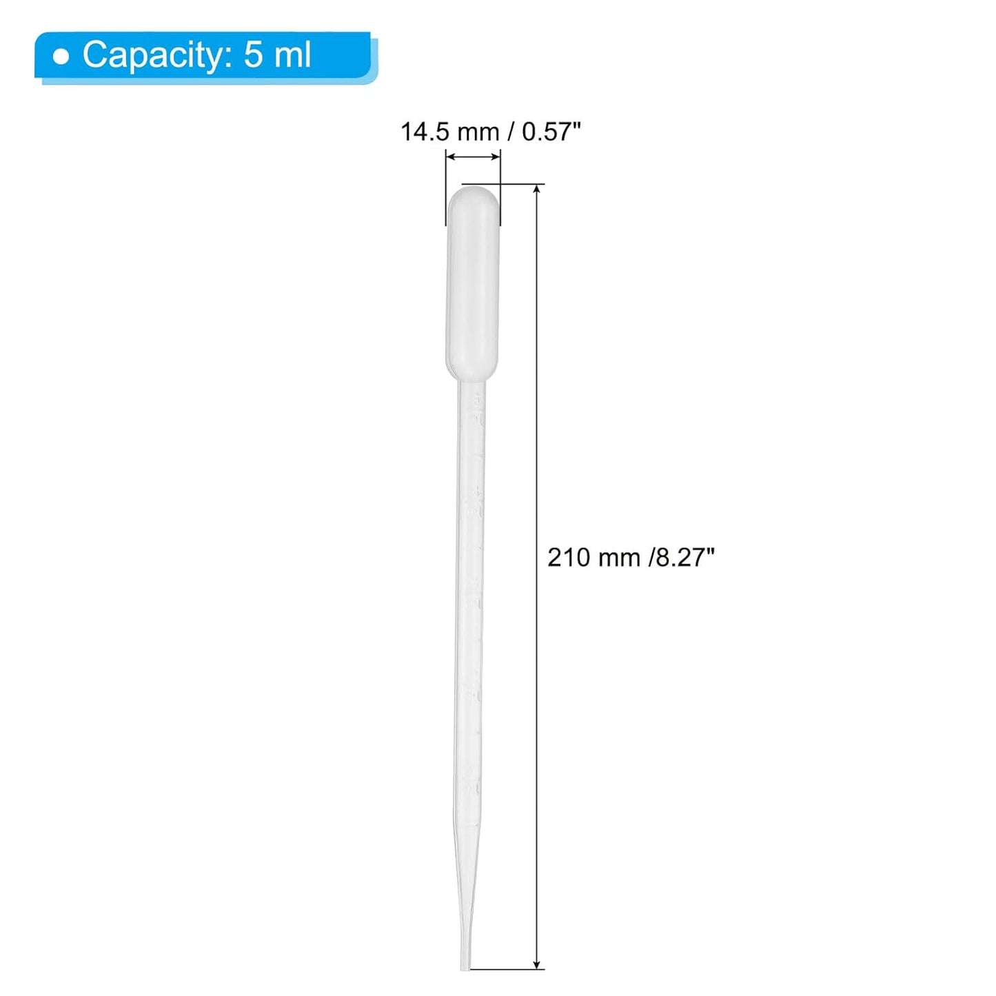 PATIKIL 5ml Pipettes Dropper, 24pcs Plastic Pipettes Disposable Pipette Transfer Pipette Calibrated Plastic Eye Dropper with Scale for Science Laboratory Resin DIY Crafts Makeup Oil