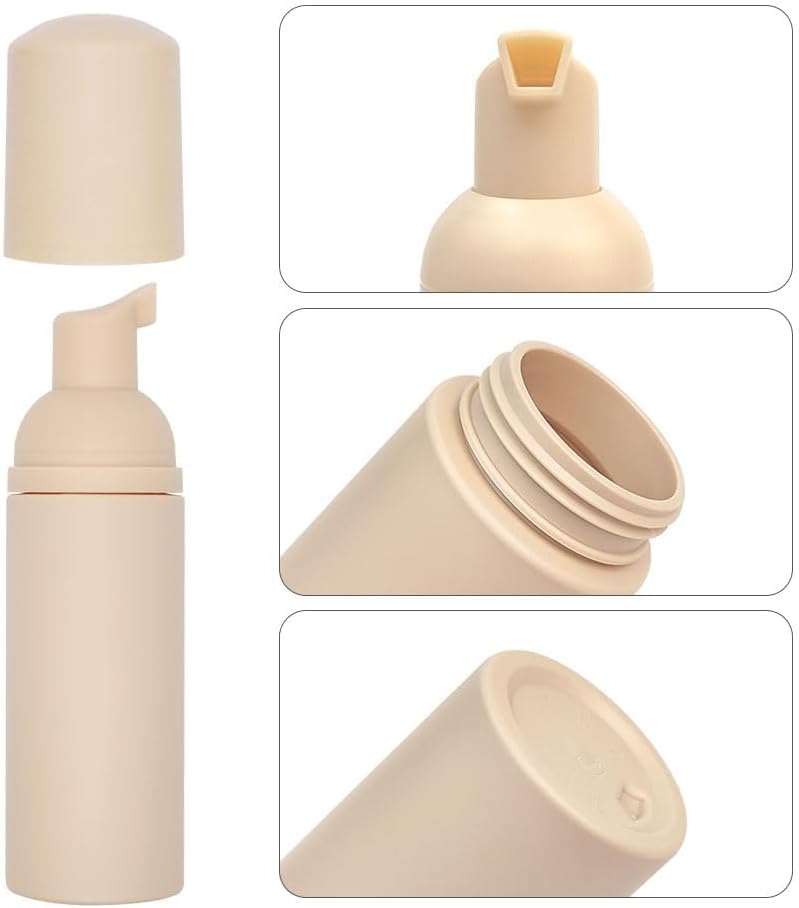 Foam Pump Bottle (Nude), Empty Travel Size Foam Dispenser Pump for Soap Shampoo, Lash Cleanser(60ml/2oz, 3PCS)