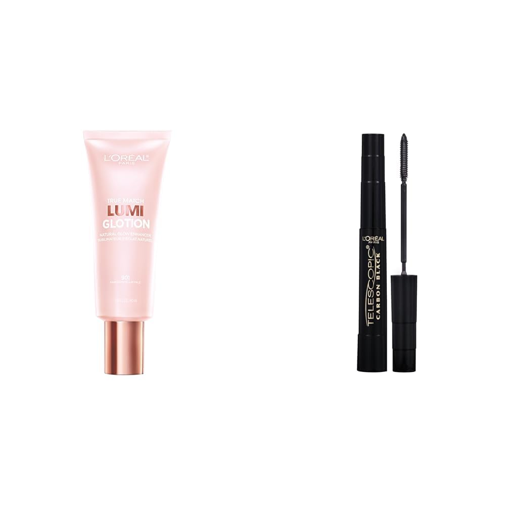 L'Oréal Paris Makeup True Match Lumi Glotion Fair 1.35oz & Telescopic Original Lengthening Mascara Carbon Black 0.27oz