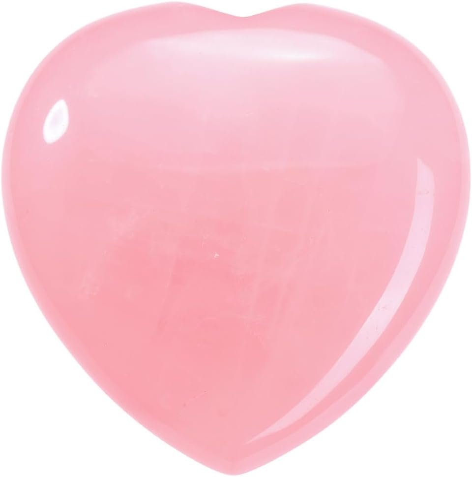Jovivi 45mm Big Rose Quartz Crystal Heart Healing Crystals Heart Stones Polished Pocket Love Gemstones Natural Reiki Chakra Balancing Meditation Massage Gift Palm Worry Stones for Anxiety