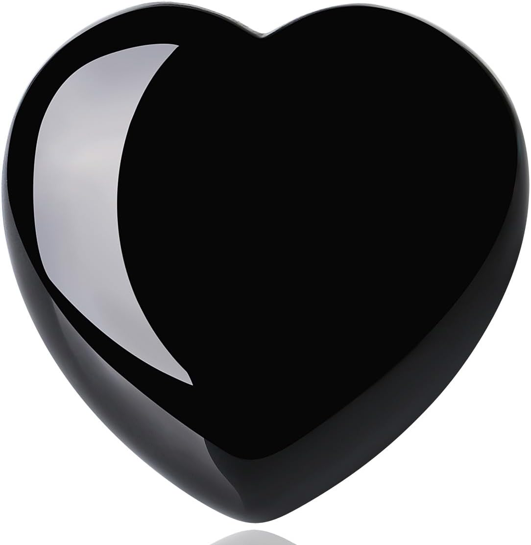 MAIBAOTA 60 mm Black Obsidian Crystal Large Heart Love Stone Healing Crystals Heart Stone for Women Natural Reiki Gemstone Polished Heart Shaped Rocks Meditation