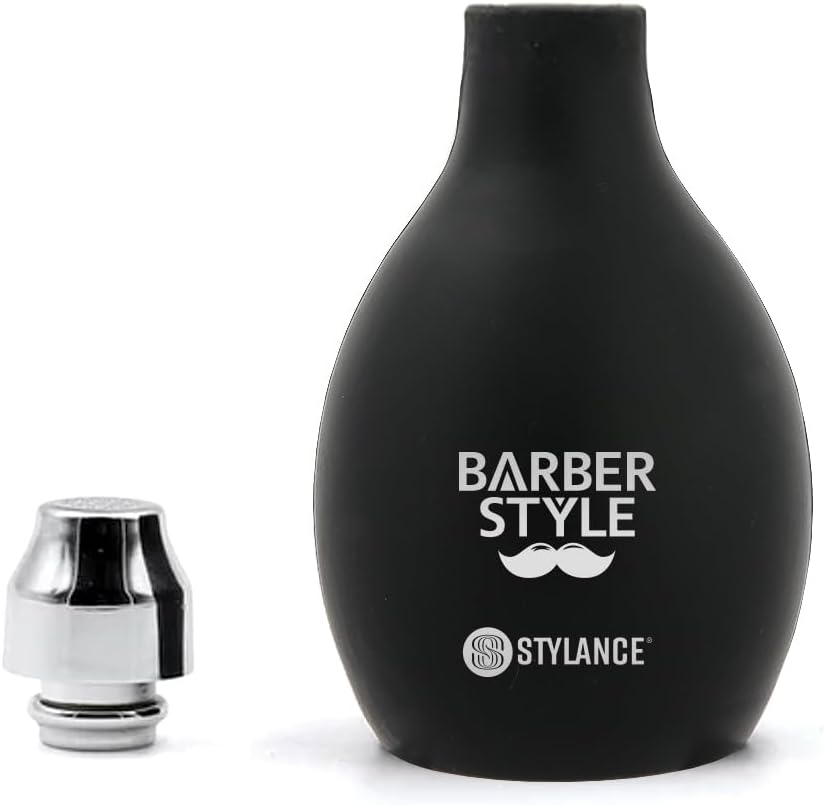 Barber Powder Spray Bottle, Puff Bottle, Pump Dispenser - 3.38oz/100ml Refillable Hair Fiber Applicator for Dry Shampoo - Black