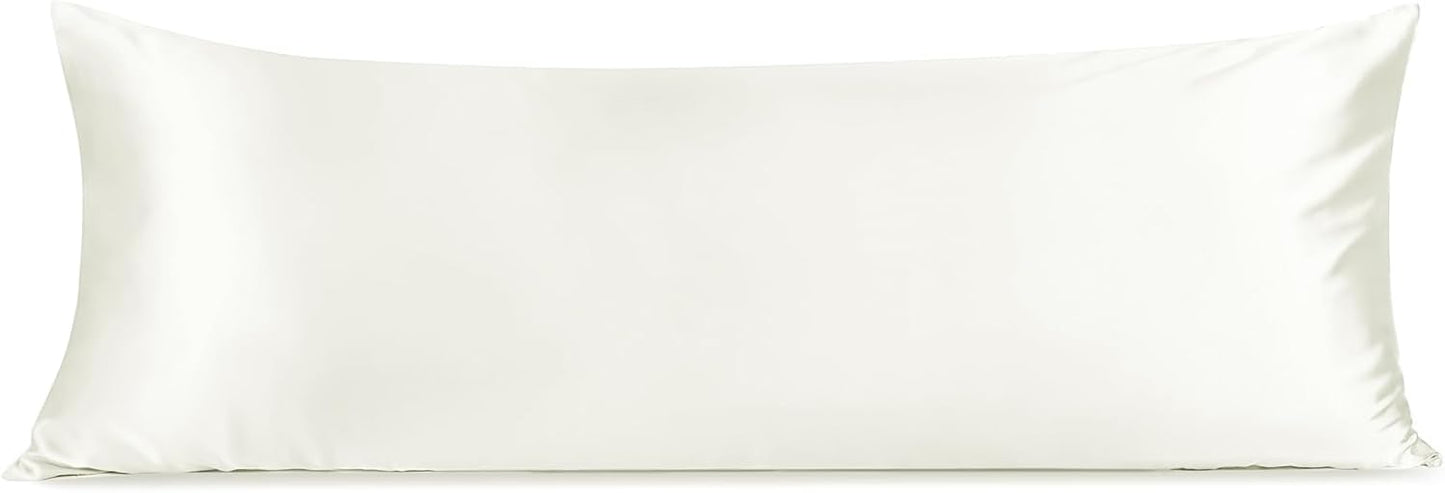 INFIIXSO Body Pillow Cover with Zipper, Luxury Mulberry Silk Body Pillow Case 20x54 Inches, Ultra Smooth and Soft Cooling Long Pillowcase, Gift for Women, Men(Cream)