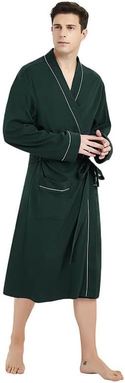 U2SKIIN Mens 100% Cotton Robe Lightweight Knit Bathrobe