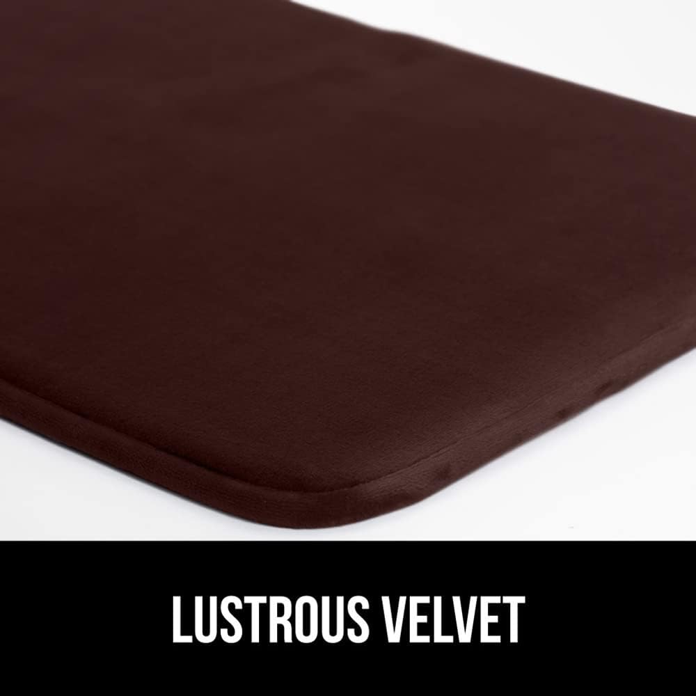 GORILLA GRIP Memory Foam Bath Mat, Soft Absorbent Velvet Bathroom Mats, Durable Dots on Underside, Machine Washable Bathmat, Carpet Rug Room Decor for Shower Tub Floor RV, 42x24 Rugs, Brown