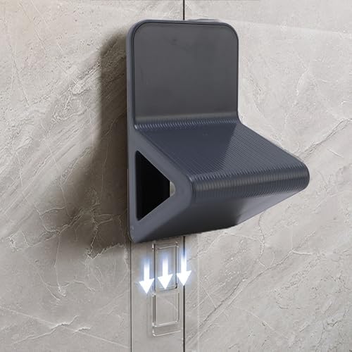 Shower Foot Rest 2 Pcs No Drill Wall Mounted Triangular Anti Slip Foot Pedal Holder for Bathroom Foot Washing and Leg Shaving (Grey)