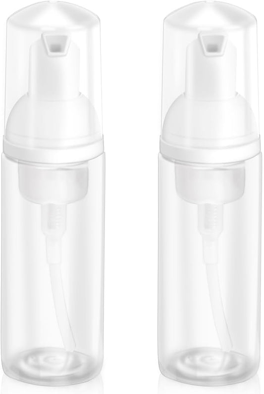 2oz Plastic Foam Pump Bottle, Empty Bottle Travel Foaming Dispenser for Hand Soap, Shampoo (2Pcs, 60ml)