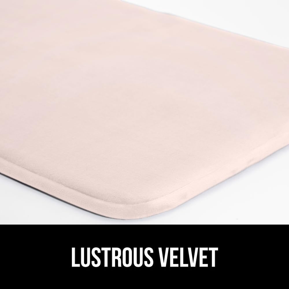 GORILLA GRIP Memory Foam Bath Mat, Soft Absorbent Velvet Bathroom Mats, Durable Dots on Underside, Machine Washable Bathmat, Carpet Rug Room Decor for Shower Tub Floor RV, 24x17 Rugs, Pink