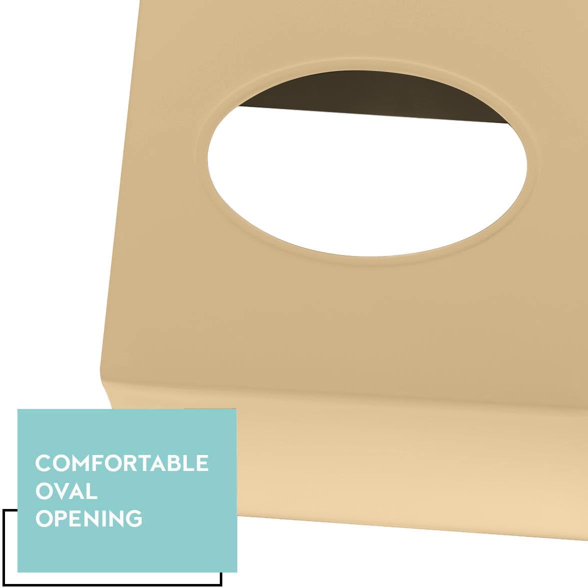 Beige Tissue Box Cover Square - Plastic Facial Tissue Box Holder Set of 2 - Decorative Cube Tissue Holder Dispensers Fit Any Vanity Countertop, Bedroom Dresser, Office Desk or Bathroom Decor