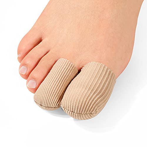 10 PCS Gel Toe Caps Closed Toe Surface Fabric Sleeve Protectors, Silicone Toe Sleeve Cushions and Protects, Provide Relief for Corns, Blisters and Calluses Protect (10)