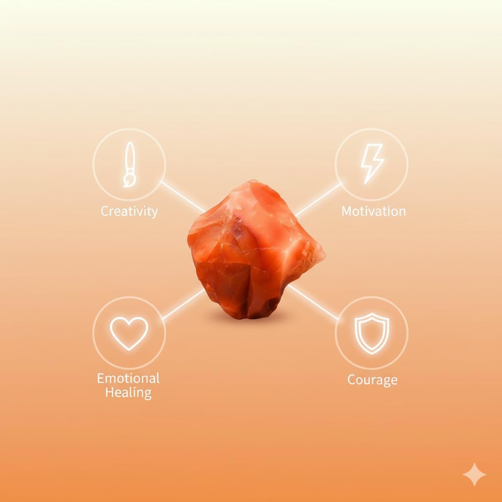 Large 1.25-2.0” Natural Red Carnelian Raw Stone – Healing Crystal for Creativity, Courage & Motivation | 100% Genuine Rough Carnelian Gemstone for Sacral Chakra, Reiki, Meditation & Manifestation