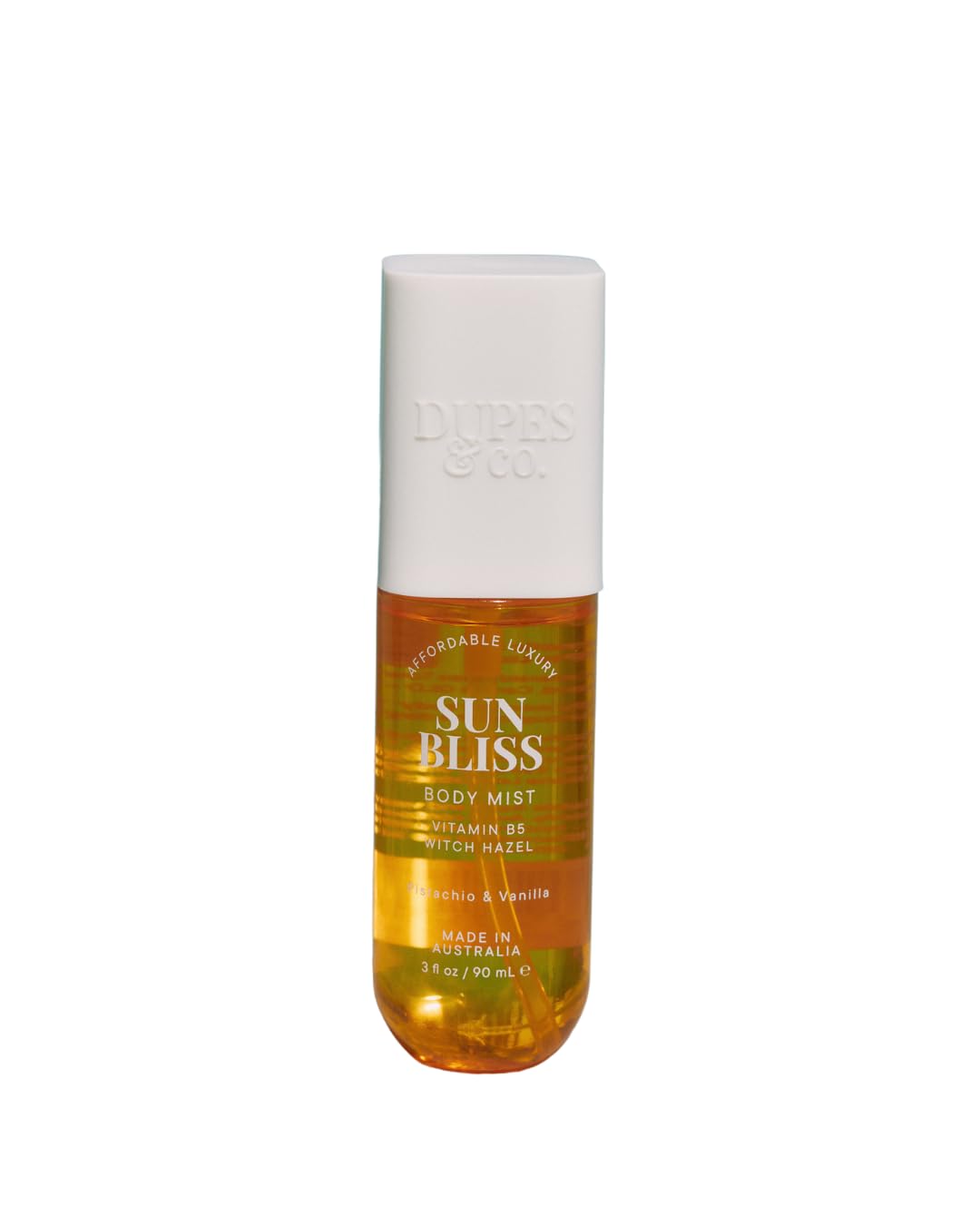 DUPES & CO. Sun Bliss Hydrating Body Mist for Women – Pistachio & Vanilla with Vitamin B5 & Witch Hazel – Sweet, Tropical Scent in a 3 Fl Oz Bottle