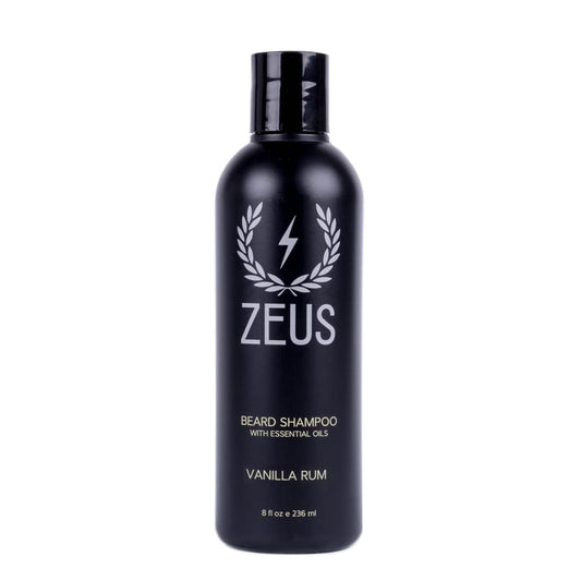 ZEUS Beard Shampoo, Cleansing & Moisturizing with Green Tea & Natural Ingredients to Soften - 8 oz. (Made in USA) Vanilla Rum