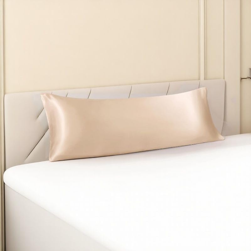 Juwenin Bedding,Super Soft and Luxury Silky Satin Pillowcase (Silky Satin Pillow Case for Hair) (Champagne, Body)