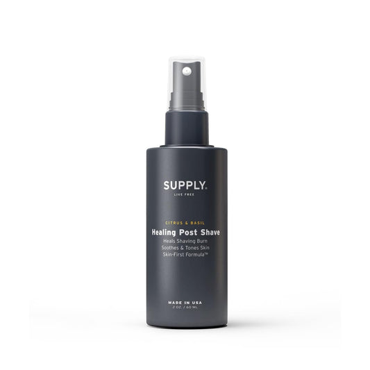 SUPPLY Healing Post Shave- Citrus & Basil After Shave- Alcohol- Free Soothing Formula for Men- Nourishes, Soothes and Boost Cell Repair- for Sensitive and Acne-Prone Skin- 2 oz. Bottle