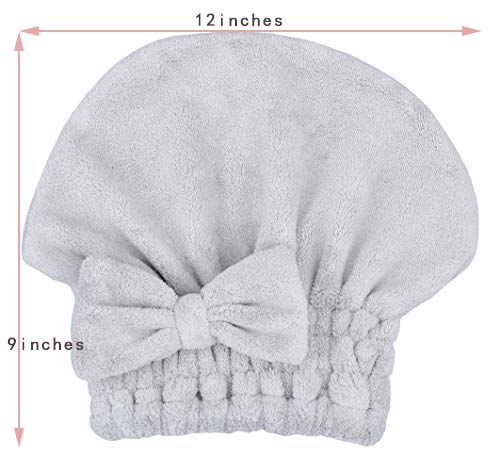 Microfiber Hair Drying Towels Head wrap with Bow-Knot Shower Cap Hair Turban hairWrap Bath Cap for Curly Long & Wet Hair Gift for Women
