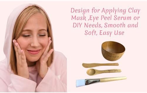 Face Mask Mixing Bowl Set Bamboo,4 Pack Diy Facial Tools For Skin Care,Facemask Mixing Tool Kit With Facial Mask Bowl,Spatula,Spoon,Brush Applicator,Facial Esthetician Supplies