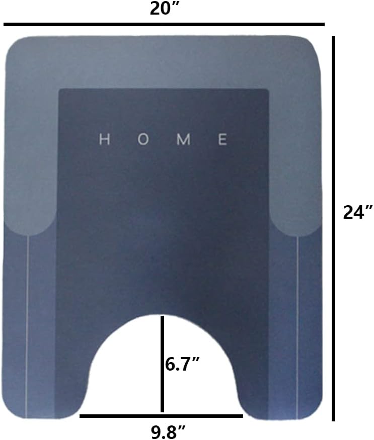 HelloTree 2Pcs Ultra Soft Napa Skin Bath Mat and U-Shaped Toilet Rug, Water Absorbent and Non Slip Shower Bath Rug for Bathroom, Tub and Shower - 20"x32"+20"x24", Blue