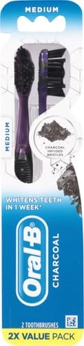 Oral-B Charcoal Toothbrushes, Medium 2ct (Pack of 2)