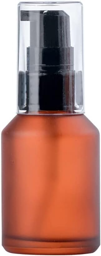 Brown 30ml Frosted Glass Pump Bottles, Empty Refillable Cream Lotion Bottles, Toiletries Liquid Container, Travel Sample Bottles with Cap for Cosmetic Makeup