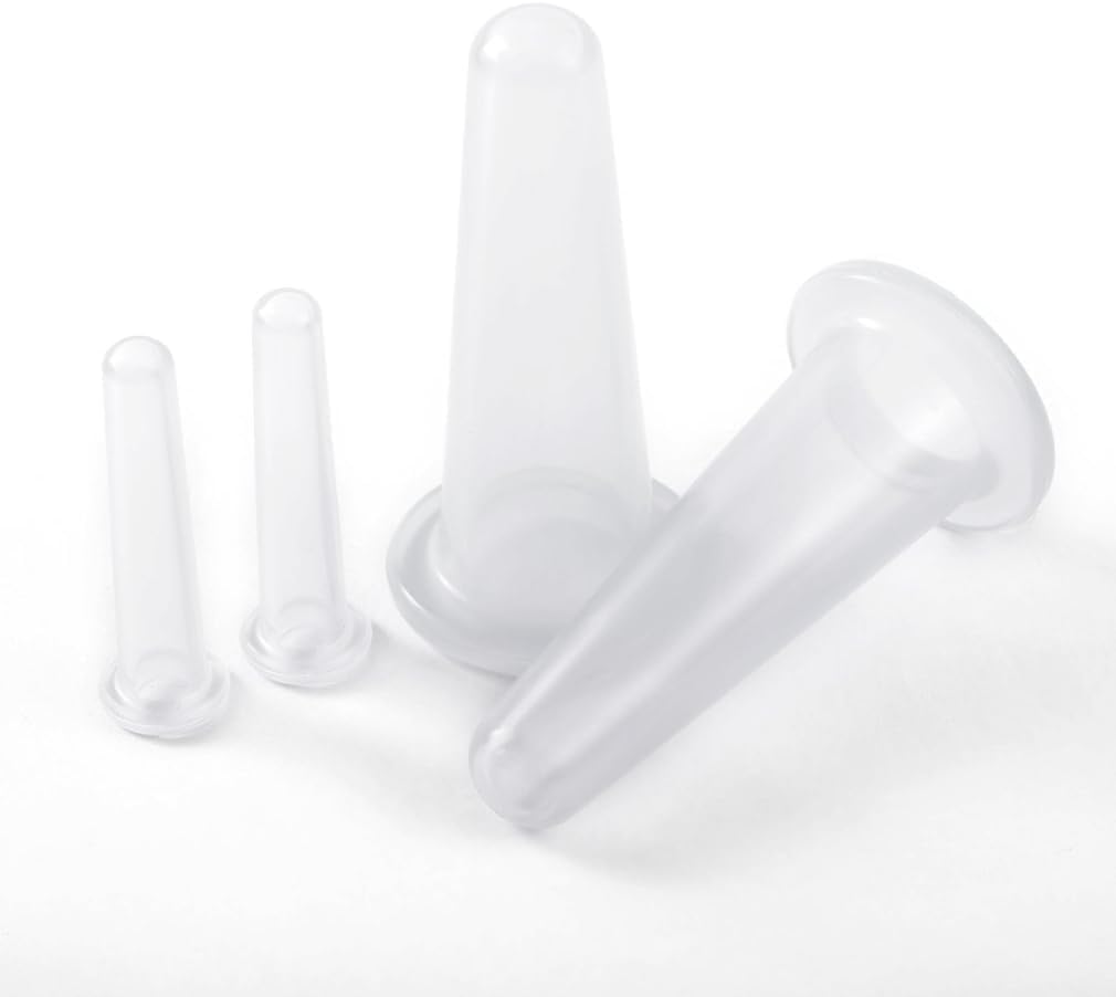 4Pcs Transparent Massage Cupping Set- Silicone Massage Cupping Facial Set Eye Face Vacuum Massage Cup Kit-Massager Helper Skin Care Neck Back Eyes Massaging Cup- Family Cupping Care