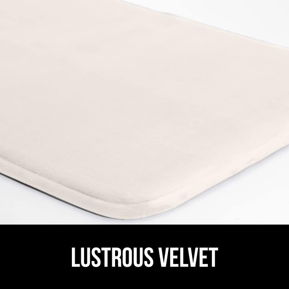 GORILLA GRIP Memory Foam Bath Mat, Soft Absorbent Velvet Bathroom Mats, Durable Dots on Underside, Machine Washable Bathmat, Carpet Rug Room Decor for Shower Tub Floor RV, 30x20 Rugs, Cream