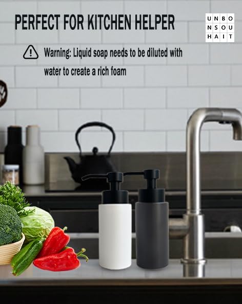 9.5 Oz Foaming Soap Dispenser for Bathroom,Kitchen Foam Soap Dispenser,Refillable Modern Foam Pump Bottle,Black Ceramic Foaming Hand Pump Dispenser (Black)