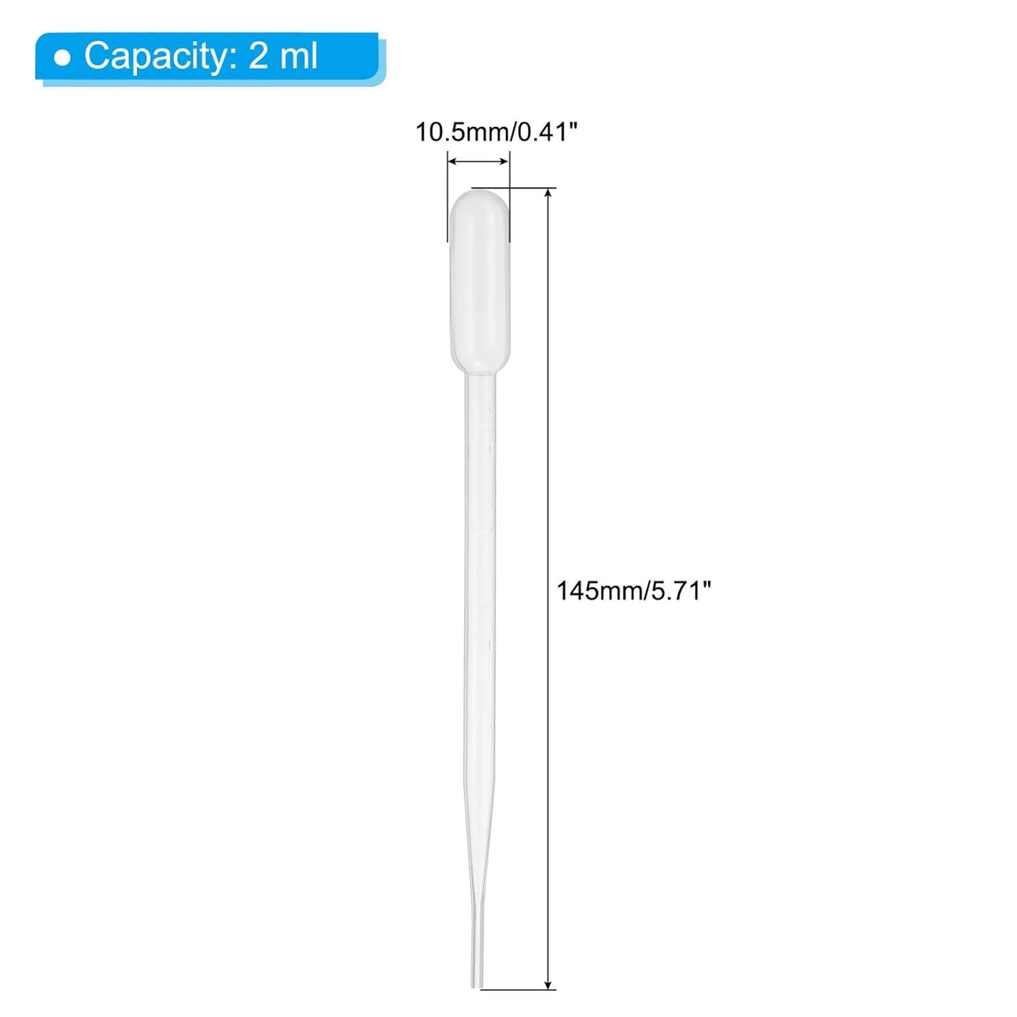 PATIKIL 2ml Pipettes Dropper, 24pcs Plastic Pipettes Disposable Pipette Transfer Pipette Calibrated Plastic Eye Dropper with Scale for Science Laboratory Resin DIY Crafts Makeup Oil