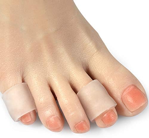 Pinky Gel Toe Protectors 10 Pcs Silicone Small Toe Sleeves Tubes Toe Caps Pads Great for Bunion Blisters, Corns, Hammer Toes, Toenails Loss, Friction Pain Relief Women Men