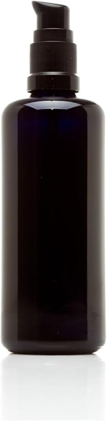 Infinity Jars Ultraviolet Glass Push Pump Bottle 100 Ml (3.4 fl oz) Refillable Containers for Lotion Homemade Cosmetics Make-up Skin Care Cream, Lotion, Shampoo, Conditioner Dispenser Bottles