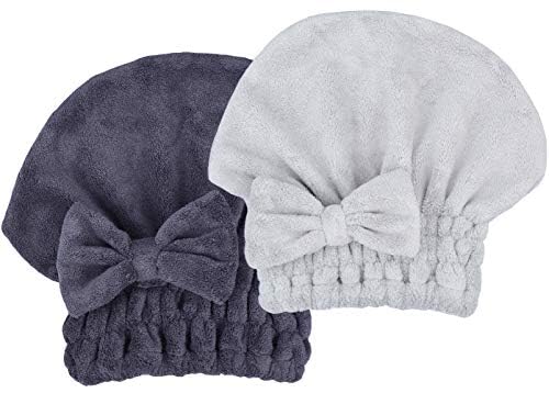 Microfiber Hair Drying Towels Head wrap with Bow-Knot Shower Cap Hair Turban hairWrap Bath Cap for Curly Long & Wet Hair Gift for Women