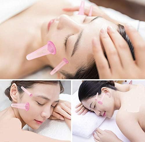 4 Pieces Facial Cupping Therapy Set Anti Cellulite, Silicone Vacuum Cupping Cups for Face and Eye Cupping Massage Manual Back Massagers (2 Small + 2 Large) (Pink 2PCS)