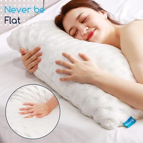 Cooling Side Sleeper Pillow for Neck and Shoulder Pain, Luxury Shredded Memory Foam Curved Bed Pillows for Sleeping Set of 1- Adjustable Standard Size- Washable Cover Original White