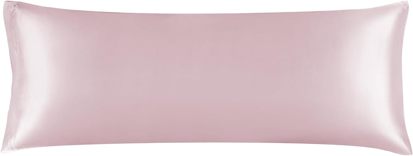 BEDELITE Satin Body Pillow Cover, Super Soft and Cooling Body Pillow Pillowcase for Hair and Skin, Breathable Silky Full Long Pillowcase Cover(20"x54", Lotus Pink)