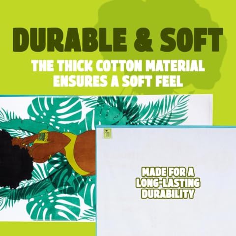 Pardon My Fro Beach Towel – 100% Cotton Oversized Quick-Dry Swim Towel, Sand-Free & Lightweight Travel Towel for Men & Women, Colorful 60x30in XL for Pool, Ocean & Outdoor Adventures - June White