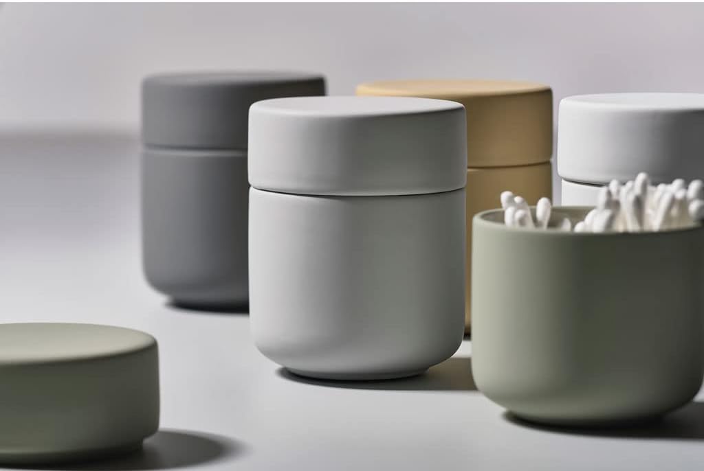 Zone Denmark Ume Taupe Cosmetic Jar - Elegant and Functional Storage Solution for Your Beauty Essentials, Infusing Scandinavian Design into Your Vanity Space (Grey)