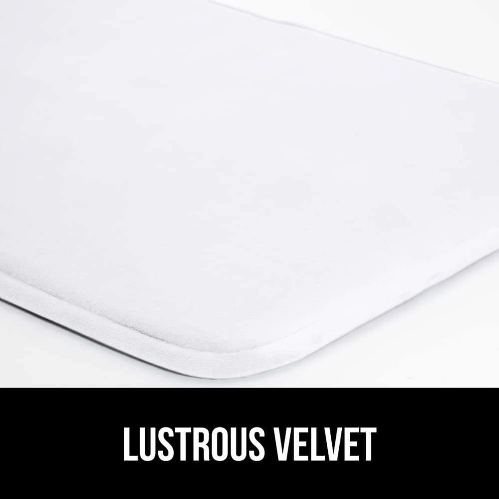 GORILLA GRIP Thick Memory Foam Bath Rugs, Soft Absorbent Velvet Bathroom Mats, Durable Dots on Underside, Machine Washable Bathmat, Carpet Rug Room Decor for Shower Floor, 30x20 Mat, White