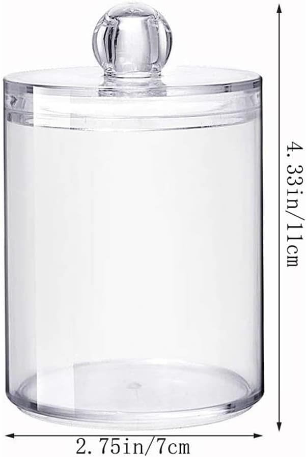 AXX Qtip Dispenser Apothecary Jars Bathroom - Qtip Holder Storage Canister Clear Plastic Jar for Cotton Swab,Q-Tips,Cotton Rounds (E#Clear 4Pcs)