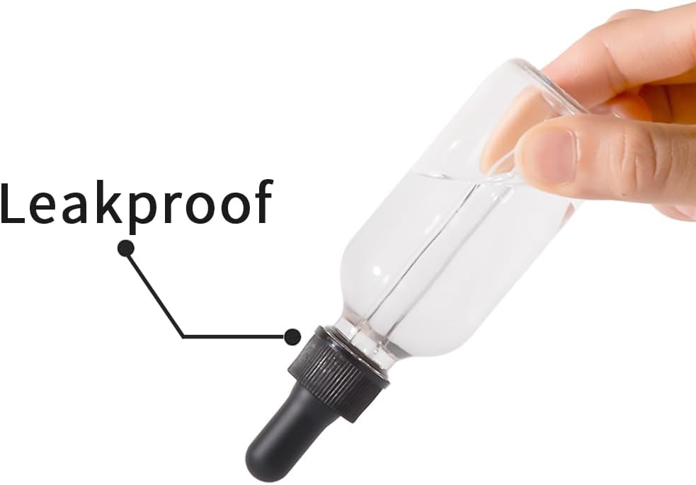 2oz Dropper Bottle, 12 Pack, Bright Oil Eye Dropper, Droppers for Oils, Leak Proof Travel Bottle