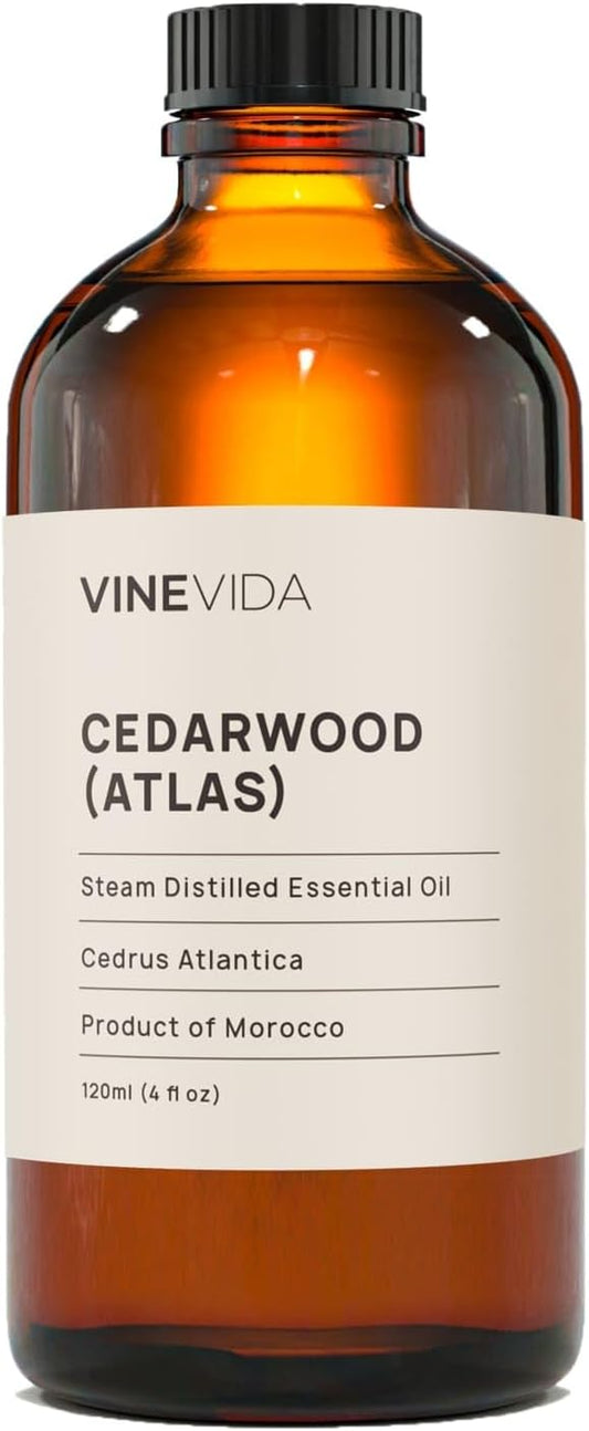 VINEVIDA Cedarwood Essential Oil 4 oz - Undiluted Cedarwood Candle Oil Scent - DIY Candle Scents for Candlemaking - Bulk Essential Oil for Soap Making