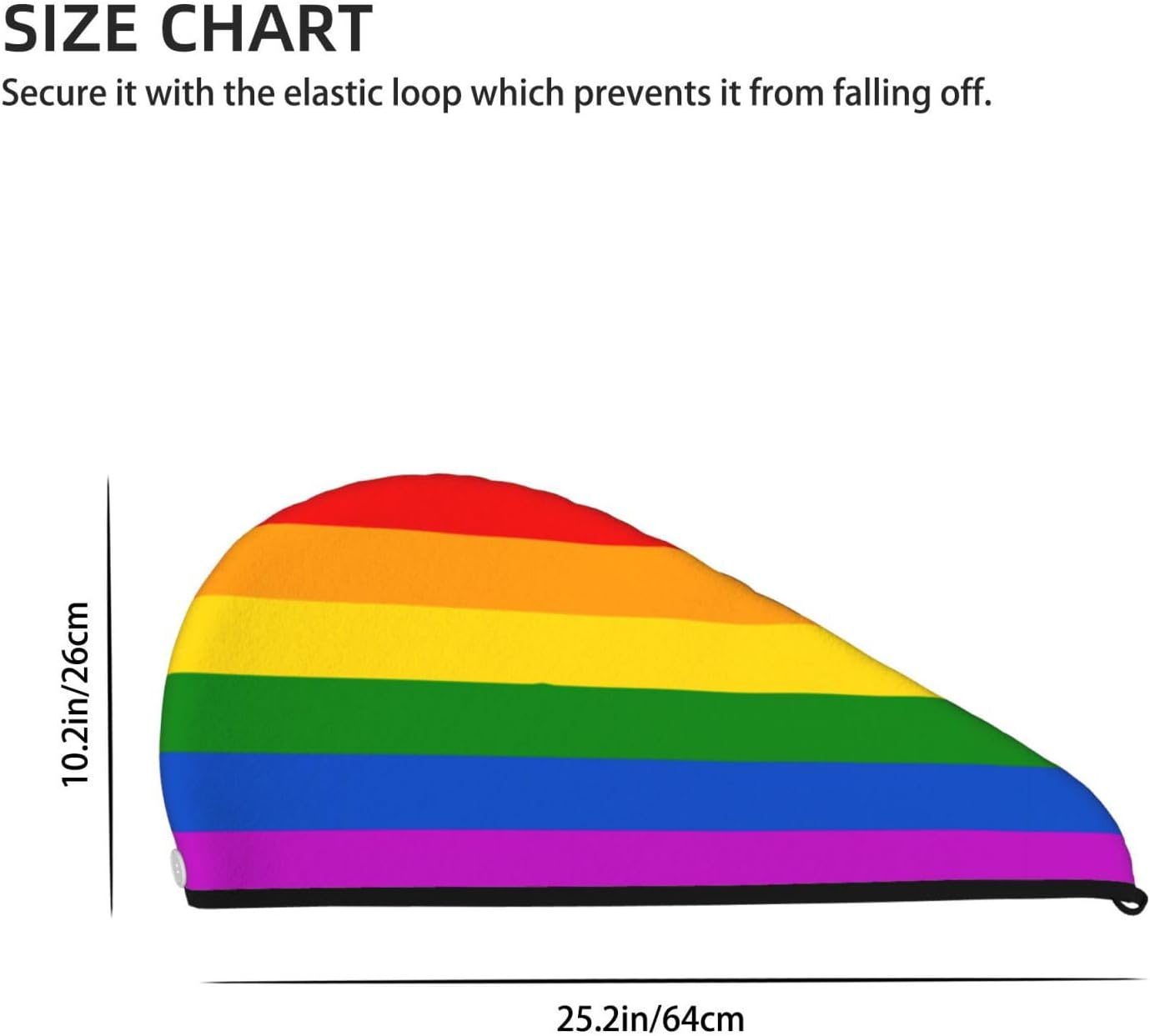 Gay Pride Rainbow Hair Towel Wrap Microfiber Fast Drying Hair Turban with Buttons for Women Drying Curly, Long & Thick Hair